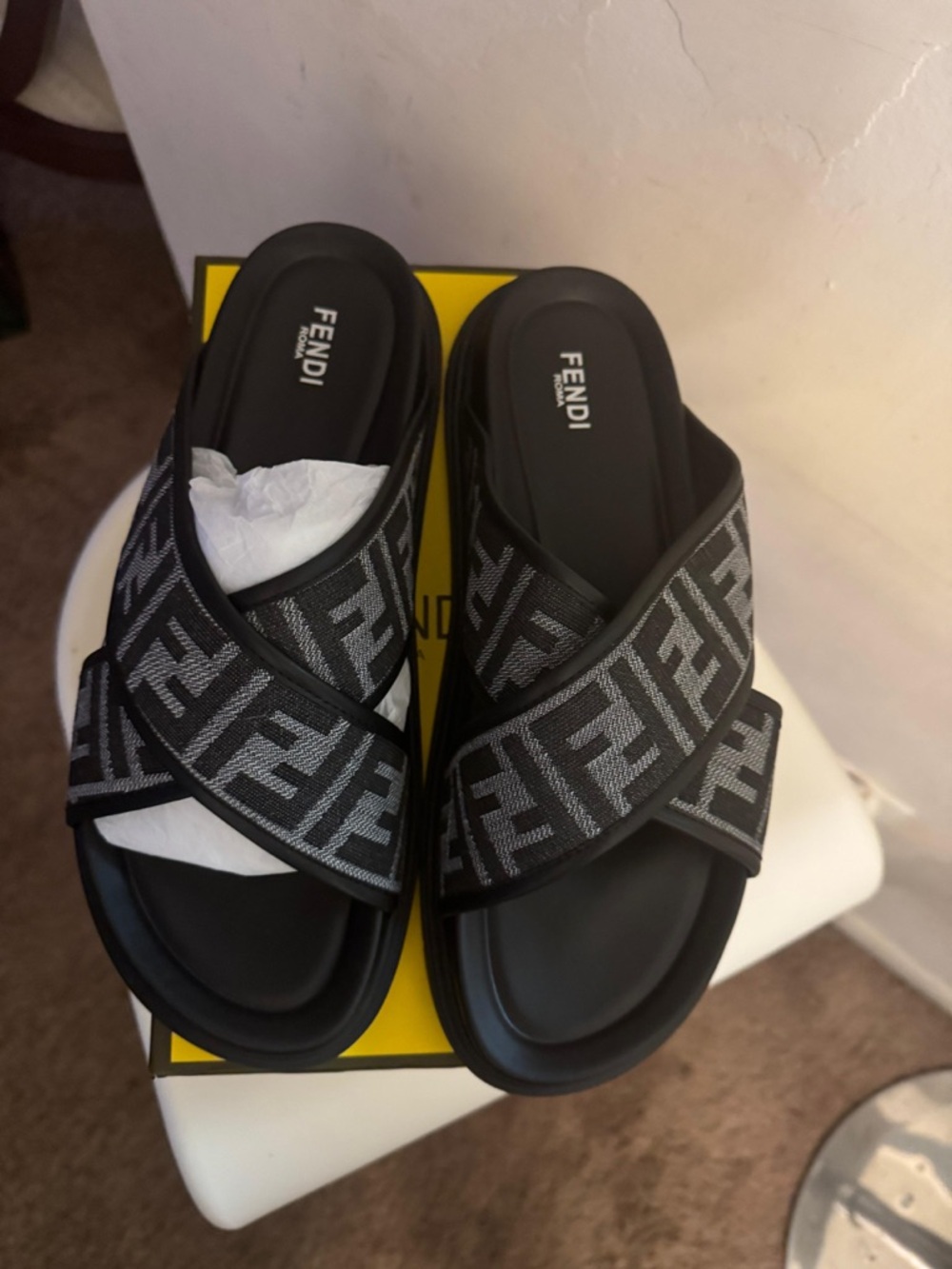 Fendi Yellow Logo Shoe Box